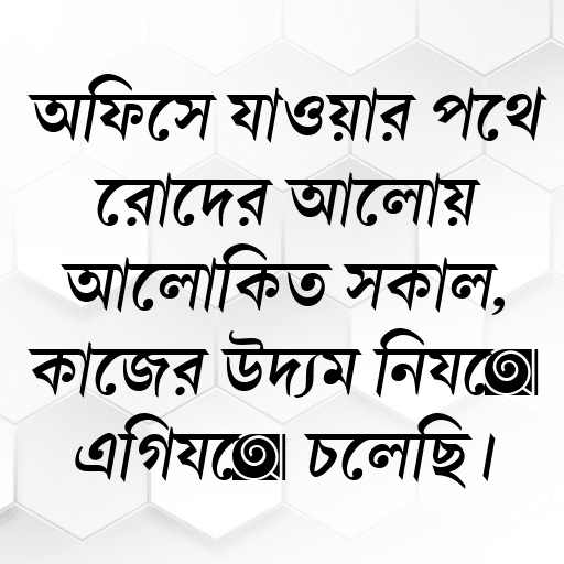 অফিসে যাওয়ার পথে রোদের আলোয় আলোকিত সকাল, কাজের উদ্যম নিয়ে এগিয়ে চলেছি।