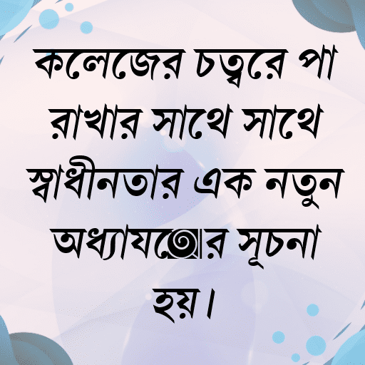 কলেজের চত্বরে পা রাখার সাথে সাথে স্বাধীনতার এক নতুন অধ্যায়ের সূচনা হয়।