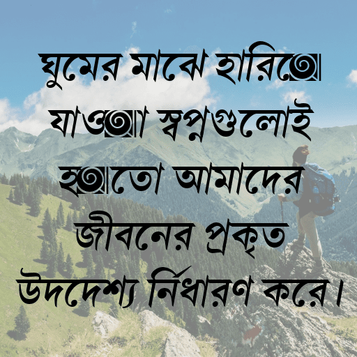 ঘুমের মাঝে হারিয়ে যাওয়া স্বপ্নগুলোই হয়তো আমাদের জীবনের প্রকৃত উদ্দেশ্য নির্ধারণ করে।