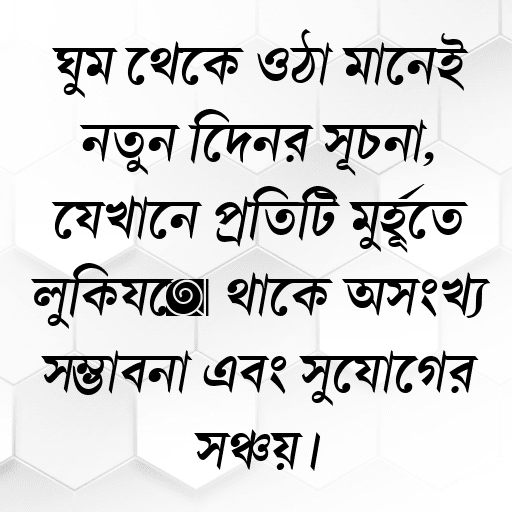 ঘুম থেকে ওঠা মানেই নতুন দিনের সূচনা, যেখানে প্রতিটি মুহূর্তে লুকিয়ে থাকে অসংখ্য সম্ভাবনা এবং সুযোগের সঞ্চয়।
