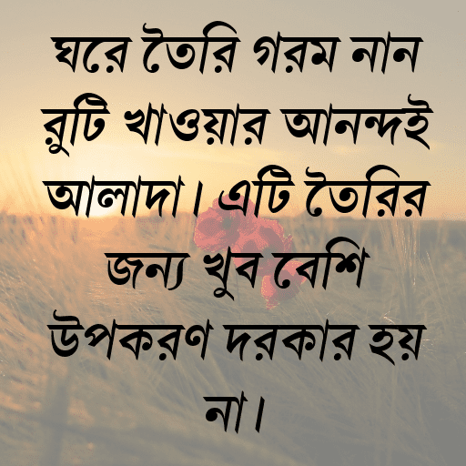 ঘরে তৈরি গরম নান রুটি খাওয়ার আনন্দই আলাদা। এটি তৈরির জন্য খুব বেশি উপকরণ দরকার হয় না।