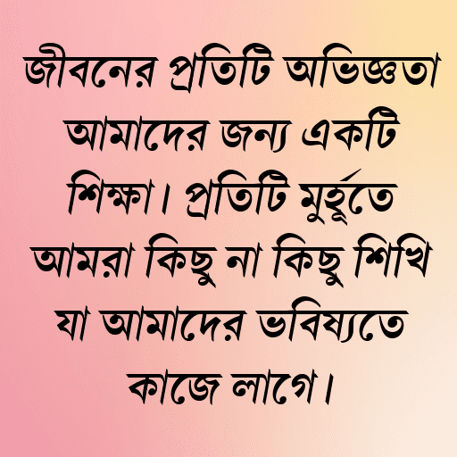 জীবনের প্রতিটি অভিজ্ঞতা আমাদের জন্য একটি শিক্ষা। প্রতিটি মুহূর্তে আমরা কিছু না কিছু শিখি যা আমাদের ভবিষ্যতে কাজে লাগে।