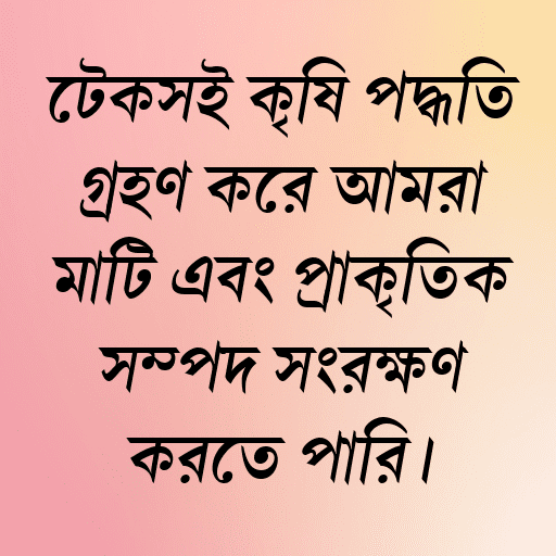 টেকসই কৃষি পদ্ধতি গ্রহণ করে আমরা মাটি এবং প্রাকৃতিক সম্পদ সংরক্ষণ করতে পারি।