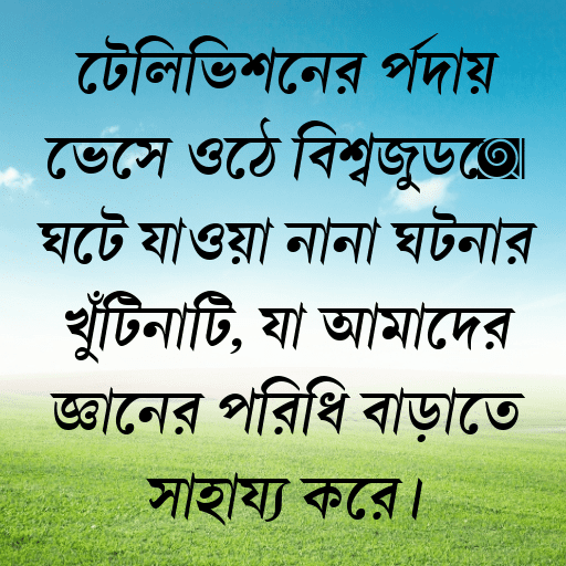 টেলিভিশনের পর্দায় ভেসে ওঠে বিশ্বজুড়ে ঘটে যাওয়া নানা ঘটনার খুঁটিনাটি, যা আমাদের জ্ঞানের পরিধি বাড়াতে সাহায্য করে।