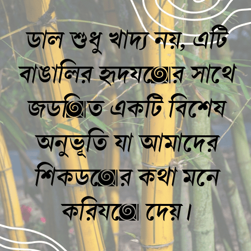 ডাল শুধু খাদ্য নয়, এটি বাঙালির হৃদয়ের সাথে জড়িত একটি বিশেষ অনুভূতি যা আমাদের শিকড়ের কথা মনে করিয়ে দেয়।
