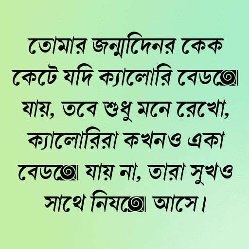 তোমার জন্মদিনের কেক কেটে যদি ক্যালোরি বেড়ে যায়, তবে শুধু মনে রেখো, ক্যালোরিরা কখনও একা বেড়ে যায় না, তারা সুখও সাথে নিয়ে আসে।