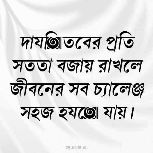 দায়িত্বের প্রতি সততা বজায় রাখলে জীবনের সব চ্যালেঞ্জ সহজ হয়ে যায়।