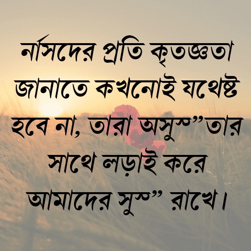 নার্সদের প্রতি কৃতজ্ঞতা জানাতে কখনোই যথেষ্ট হবে না, তারা অসুস্থতার সাথে লড়াই করে আমাদের সুস্থ রাখে।
