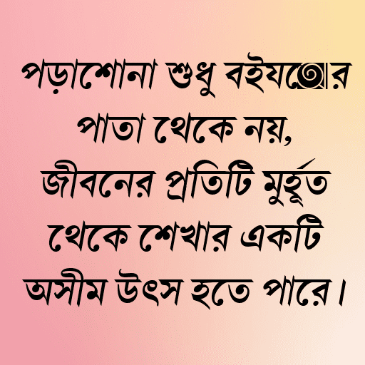পড়াশোনা শুধু বইয়ের পাতা থেকে নয়, জীবনের প্রতিটি মুহূর্ত থেকে শেখার একটি অসীম উৎস হতে পারে।