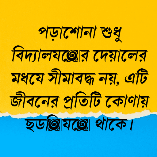 পড়াশোনা শুধু বিদ্যালয়ের দেয়ালের মধ্যে সীমাবদ্ধ নয়, এটি জীবনের প্রতিটি কোণায় ছড়িয়ে থাকে।