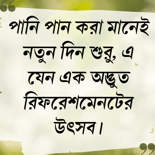 পানি পান করা মানেই নতুন দিন শুরু, এ যেন এক অদ্ভুত রিফ্রেশমেন্টের উৎসব।