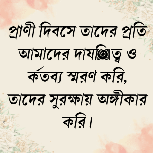 প্রাণী দিবসে তাদের প্রতি আমাদের দায়িত্ব ও কর্তব্য স্মরণ করি, তাদের সুরক্ষায় অঙ্গীকার করি।