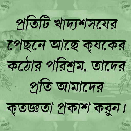 প্রতিটি খাদ্যশস্যের পেছনে আছে কৃষকের কঠোর পরিশ্রম, তাদের প্রতি আমাদের কৃতজ্ঞতা প্রকাশ করুন।