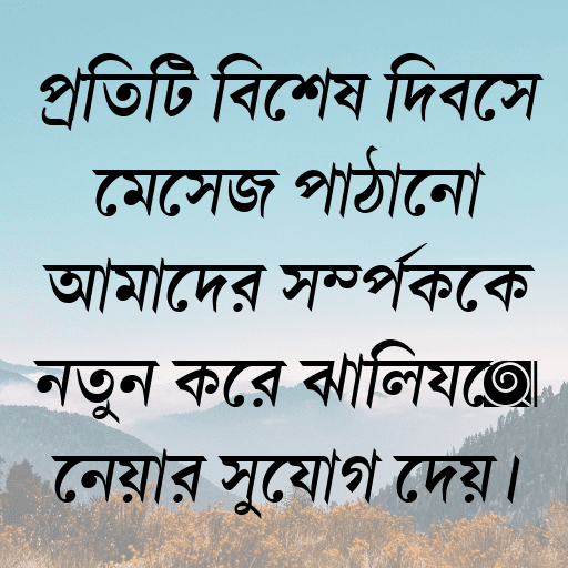 প্রতিটি বিশেষ দিবসে মেসেজ পাঠানো আমাদের সম্পর্ককে নতুন করে ঝালিয়ে নেয়ার সুযোগ দেয়।