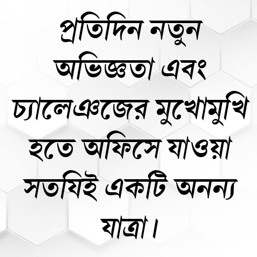 প্রতিদিন নতুন অভিজ্ঞতা এবং চ্যালেঞ্জের মুখোমুখি হতে অফিসে যাওয়া সত্যিই একটি অনন্য যাত্রা।