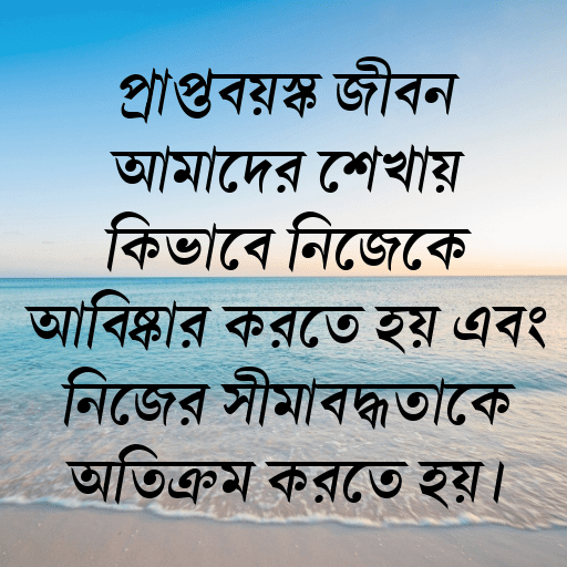 প্রাপ্তবয়স্ক জীবন আমাদের শেখায় কিভাবে নিজেকে আবিষ্কার করতে হয় এবং নিজের সীমাবদ্ধতাকে অতিক্রম করতে হয়।