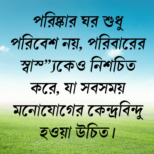 পরিষ্কার ঘর শুধু পরিবেশ নয়, পরিবারের স্বাস্থ্যকেও নিশ্চিত করে, যা সবসময় মনোযোগের কেন্দ্রবিন্দু হওয়া উচিত।