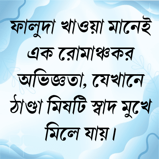 ফালুদা খাওয়া মানেই এক রোমাঞ্চকর অভিজ্ঞতা, যেখানে ঠাণ্ডা মিষ্টি স্বাদ মুখে মিলে যায়।