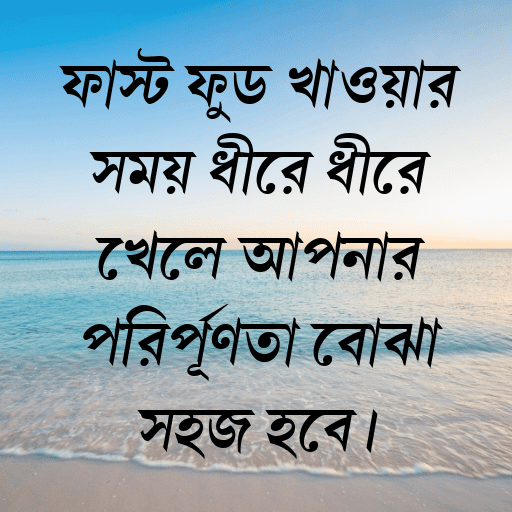 ফাস্ট ফুড খাওয়ার সময় ধীরে ধীরে খেলে আপনার পরিপূর্ণতা বোঝা সহজ হবে।