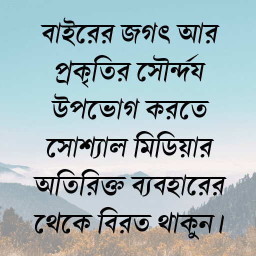 বাইরের জগৎ আর প্রকৃতির সৌন্দর্য উপভোগ করতে সোশ্যাল মিডিয়ার অতিরিক্ত ব্যবহারের থেকে বিরত থাকুন।