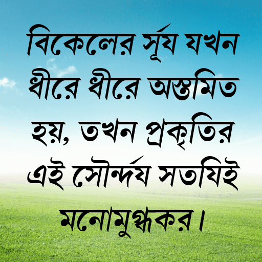 বিকেলের সূর্য যখন ধীরে ধীরে অস্তমিত হয়, তখন প্রকৃতির এই সৌন্দর্য সত্যিই মনোমুগ্ধকর।