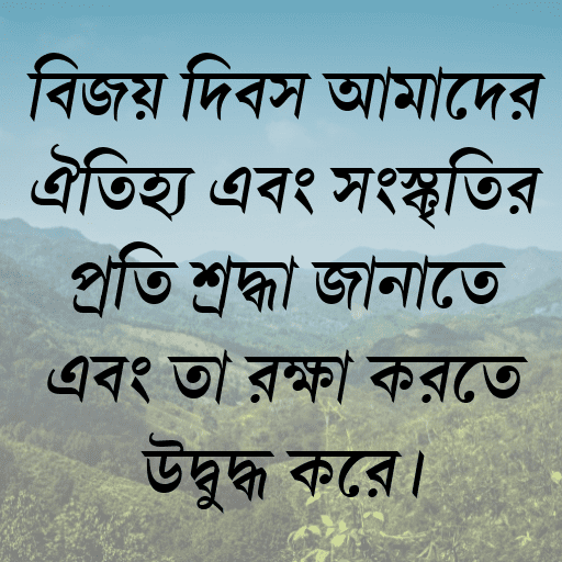 বিজয় দিবস আমাদের ঐতিহ্য এবং সংস্কৃতির প্রতি শ্রদ্ধা জানাতে এবং তা রক্ষা করতে উদ্বুদ্ধ করে।