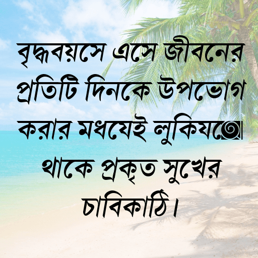 বৃদ্ধবয়সে এসে জীবনের প্রতিটি দিনকে উপভোগ করার মধ্যেই লুকিয়ে থাকে প্রকৃত সুখের চাবিকাঠি।