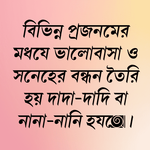 বিভিন্ন প্রজন্মের মধ্যে ভালোবাসা ও স্নেহের বন্ধন তৈরি হয় দাদা-দাদি বা নানা-নানি হয়ে।