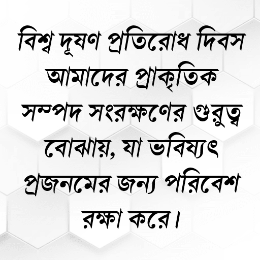 বিশ্ব দূষণ প্রতিরোধ দিবস আমাদের প্রাকৃতিক সম্পদ সংরক্ষণের গুরুত্ব বোঝায়, যা ভবিষ্যৎ প্রজন্মের জন্য পরিবেশ রক্ষা করে।