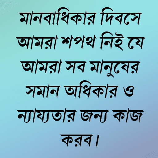 মানবাধিকার দিবসে আমরা শপথ নিই যে আমরা সব মানুষের সমান অধিকার ও ন্যায্যতার জন্য কাজ করব।