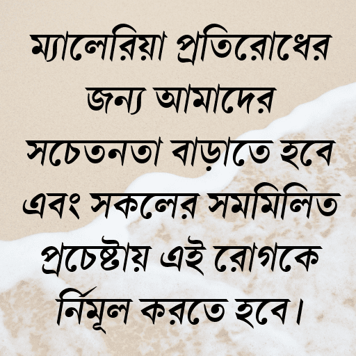 ম্যালেরিয়া প্রতিরোধের জন্য আমাদের সচেতনতা বাড়াতে হবে এবং সকলের সম্মিলিত প্রচেষ্টায় এই রোগকে নির্মূল করতে হবে।