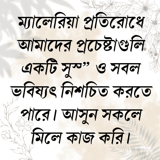 ম্যালেরিয়া প্রতিরোধে আমাদের প্রচেষ্টাগুলি একটি সুস্থ ও সবল ভবিষ্যৎ নিশ্চিত করতে পারে। আসুন সকলে মিলে কাজ করি।