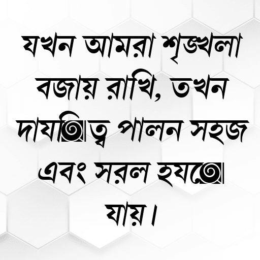 যখন আমরা শৃঙ্খলা বজায় রাখি, তখন দায়িত্ব পালন সহজ এবং সরল হয়ে যায়।