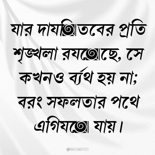 যার দায়িত্বের প্রতি শৃঙ্খলা রয়েছে, সে কখনও ব্যর্থ হয় না; বরং সফলতার পথে এগিয়ে যায়।