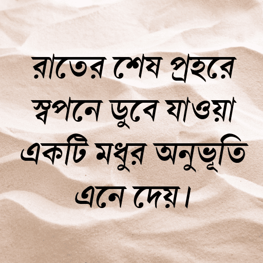 রাতের শেষ প্রহরে স্বপ্নে ডুবে যাওয়া একটি মধুর অনুভূতি এনে দেয়।