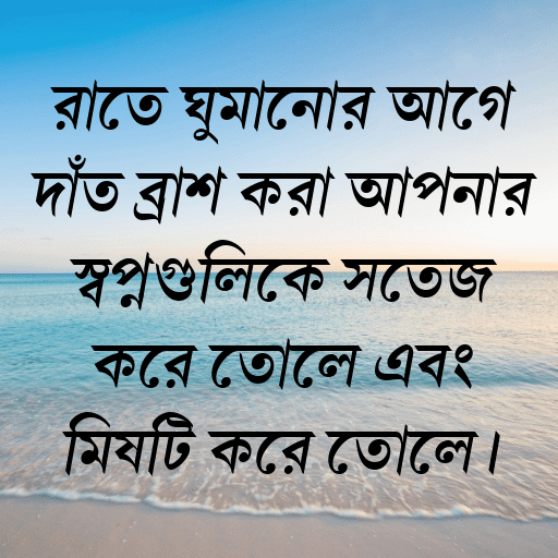 রাতে ঘুমানোর আগে দাঁত ব্রাশ করা আপনার স্বপ্নগুলিকে সতেজ করে তোলে এবং মিষ্টি করে তোলে।