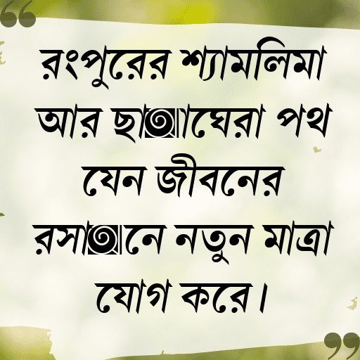 রংপুরের শ্যামলিমা আর ছায়াঘেরা পথ যেন জীবনের রসায়নে নতুন মাত্রা যোগ করে।