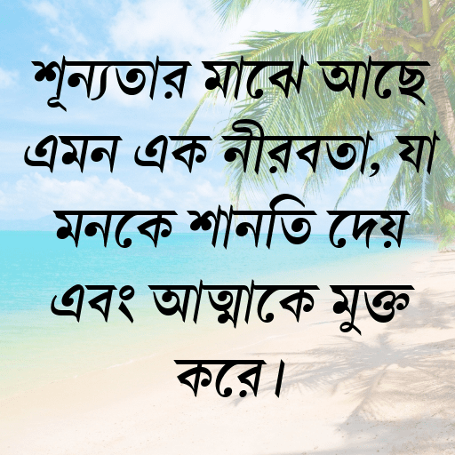 শূন্যতার মাঝে আছে এমন এক নীরবতা, যা মনকে শান্তি দেয় এবং আত্মাকে মুক্ত করে।