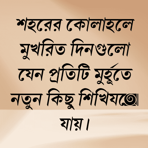 শহরের কোলাহলে মুখরিত দিনগুলো যেন প্রতিটি মুহূর্তে নতুন কিছু শিখিয়ে যায়।