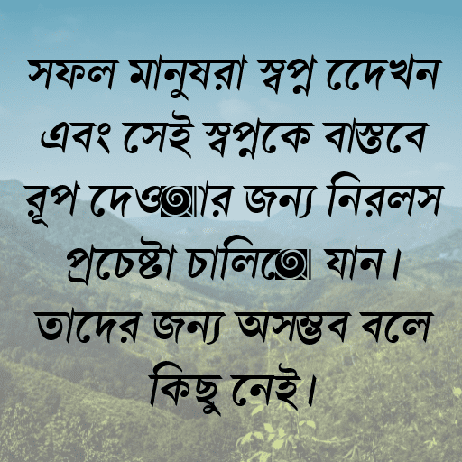 সফল মানুষরা স্বপ্ন দেখেন এবং সেই স্বপ্নকে বাস্তবে রূপ দেওয়ার জন্য নিরলস প্রচেষ্টা চালিয়ে যান। তাদের জন্য অসম্ভব বলে কিছু নেই।